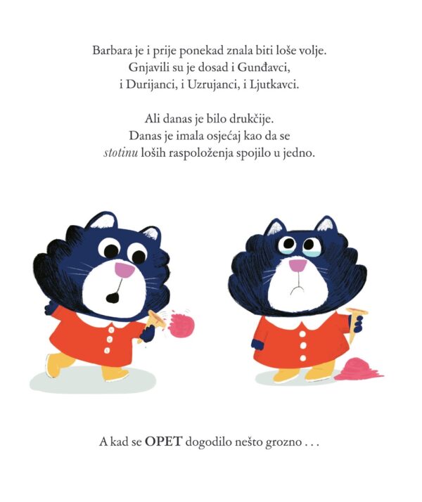 Ilustracija Barbare s lošim raspoloženjima i prosutim sladoledom